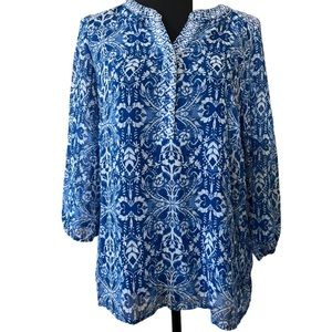 ZAC & Rachel Sheer lightweight floral 3/4 sleeve Blouse Top Size: M